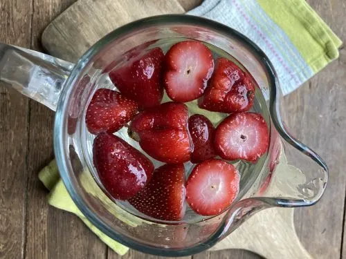 pitcher of strawberry water