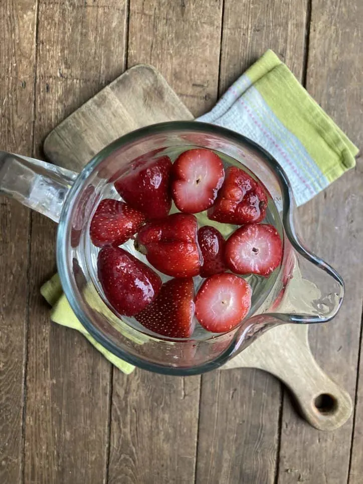 pitcher of strawberry water