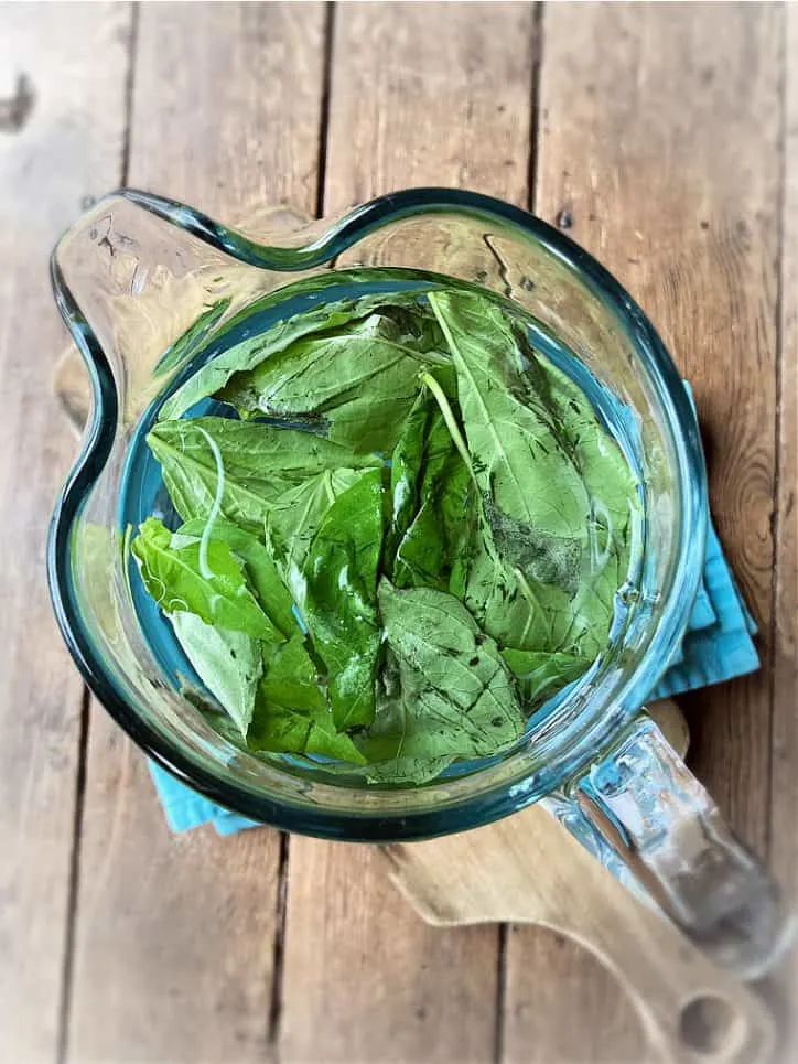 pitcher of basil water