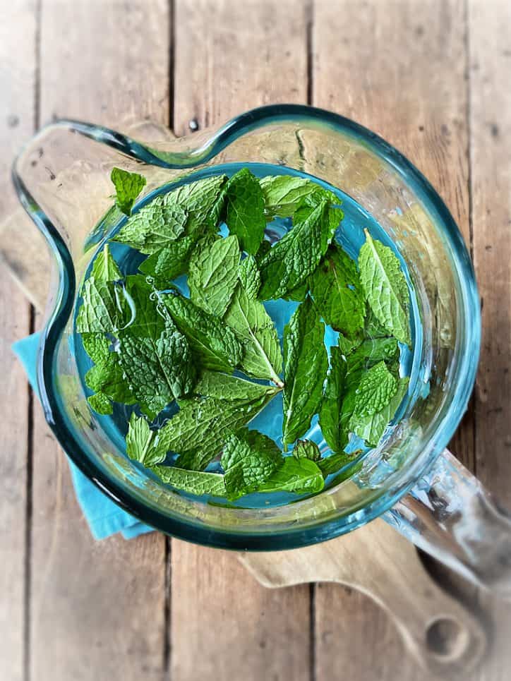 mint water in pitcher