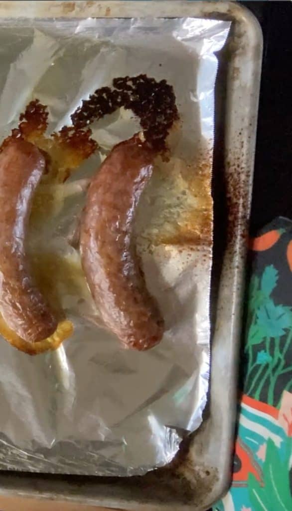 sausage pan and hot pad