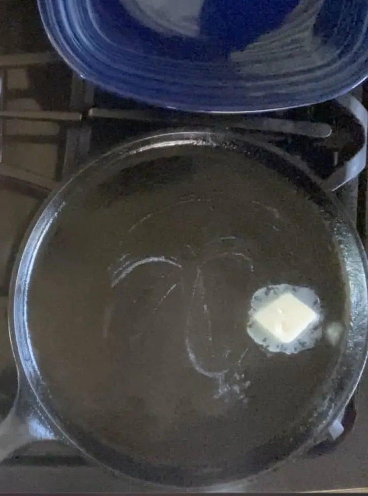 frying pan with butter