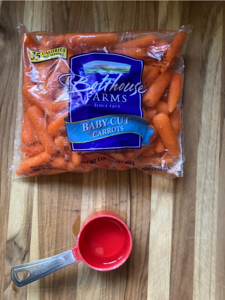 bag of carrots on table
