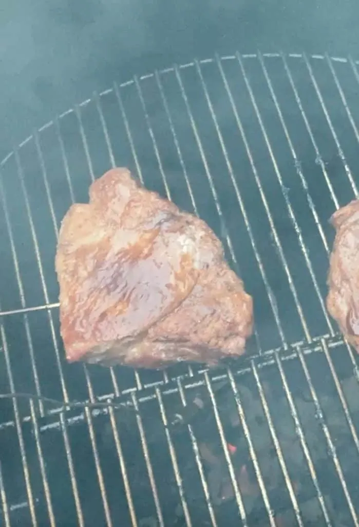 finished steak on smoker