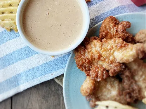 homemade chick fil a sauce with strips