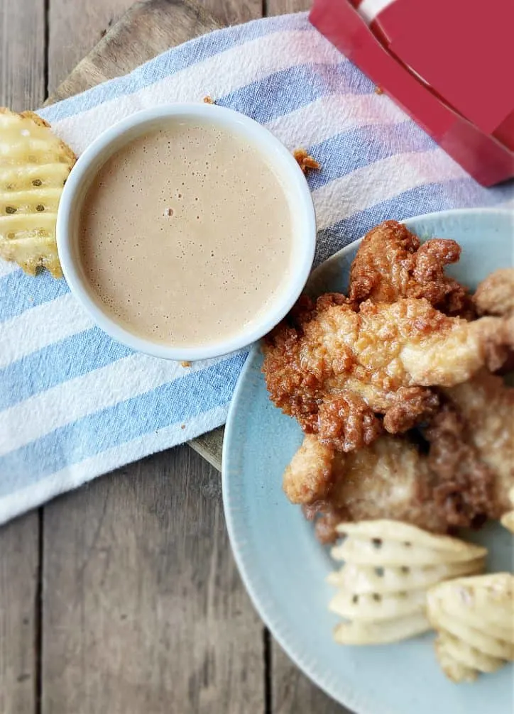 homemade chick fil a sauce with strips