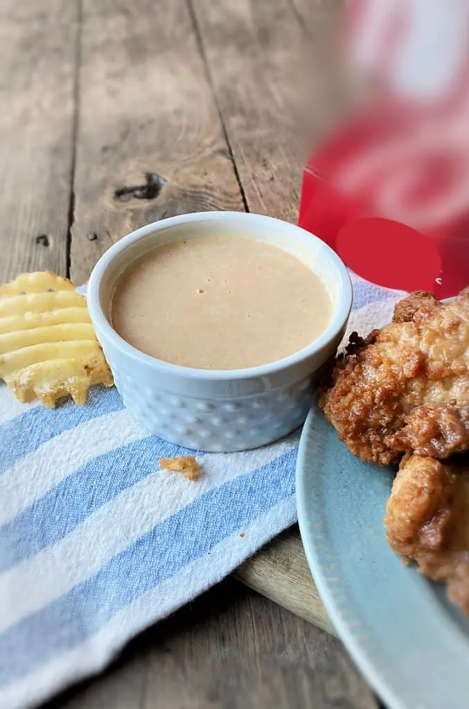homemade chick fil a sauce with waffle fry
