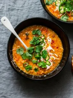 bowl of crockpot lentil soup