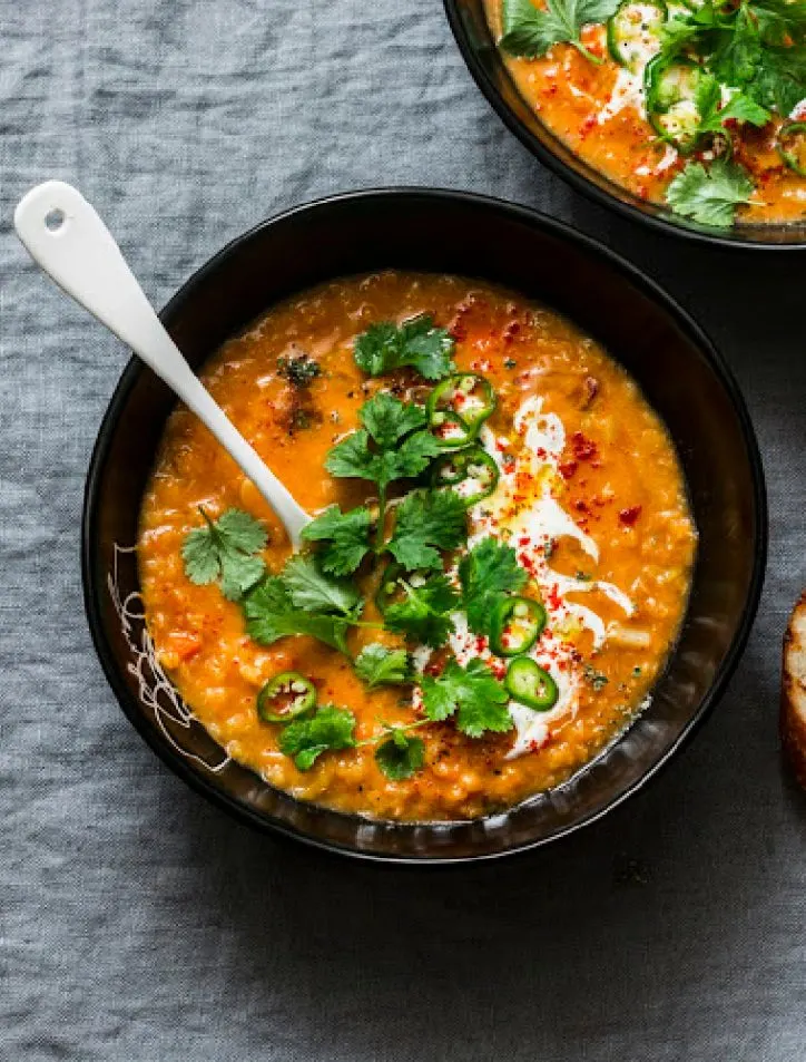 bowl of crockpot lentil soup