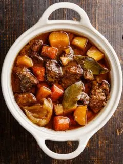 bowl of pressure cooker beef stew