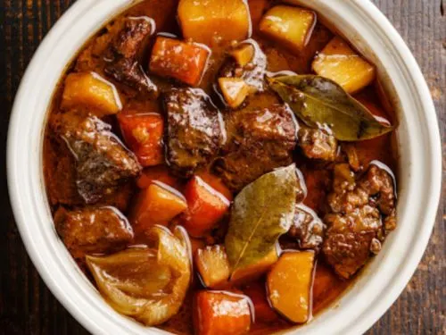 bowl of pressure cooker beef stew
