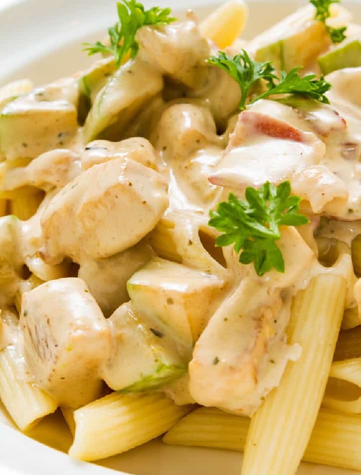 Pressure Cooker Chicken Alfredo with Jar Sauce • Loaves and Dishes