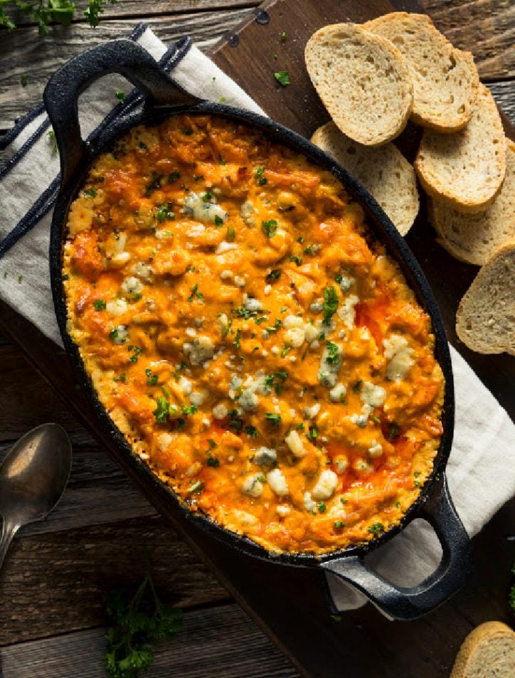 pan of buffalo chicken dip