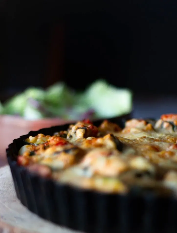 cast iron pan of food