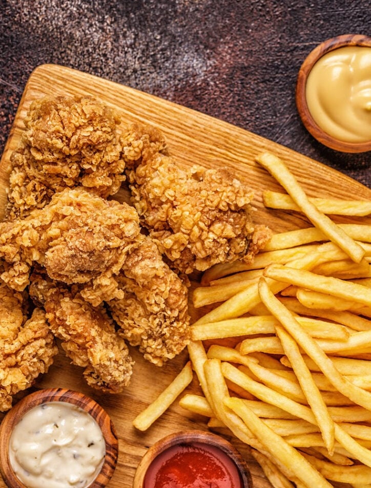 fried food on cutting board