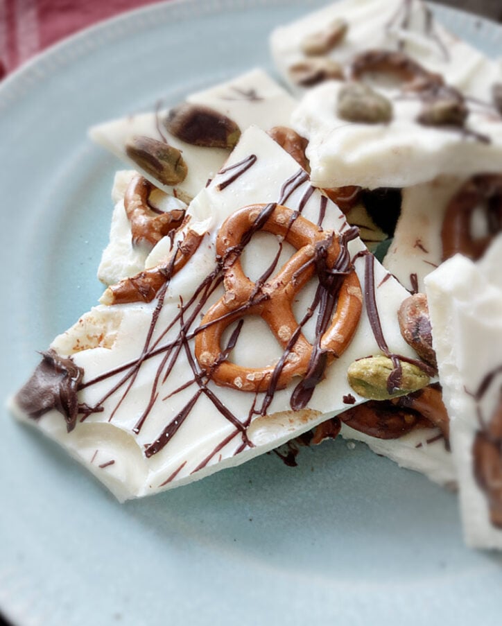 Easy Christmas Candy Bark on plate