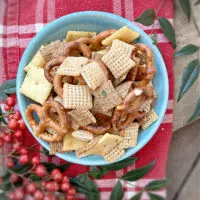 bowl of buffalo chex mix