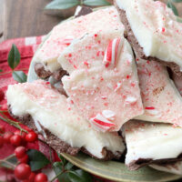 close up of chocolate peppermint bark