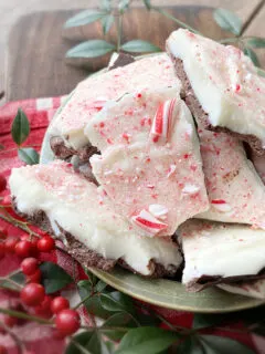 close up of chocolate peppermint bark