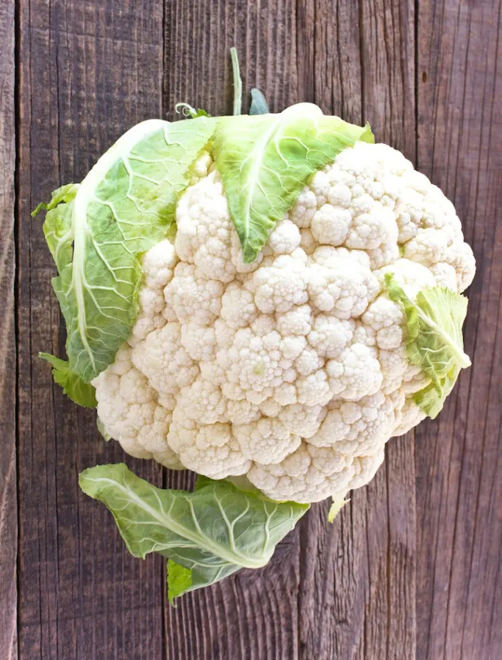 head of cauliflower on table