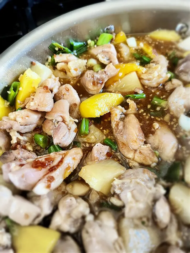 pan of pineapple mango chicken