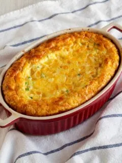 baking dish of easy corn pudding