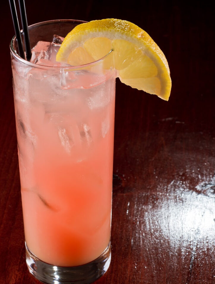 watermelon lemonade recipe in tall glass