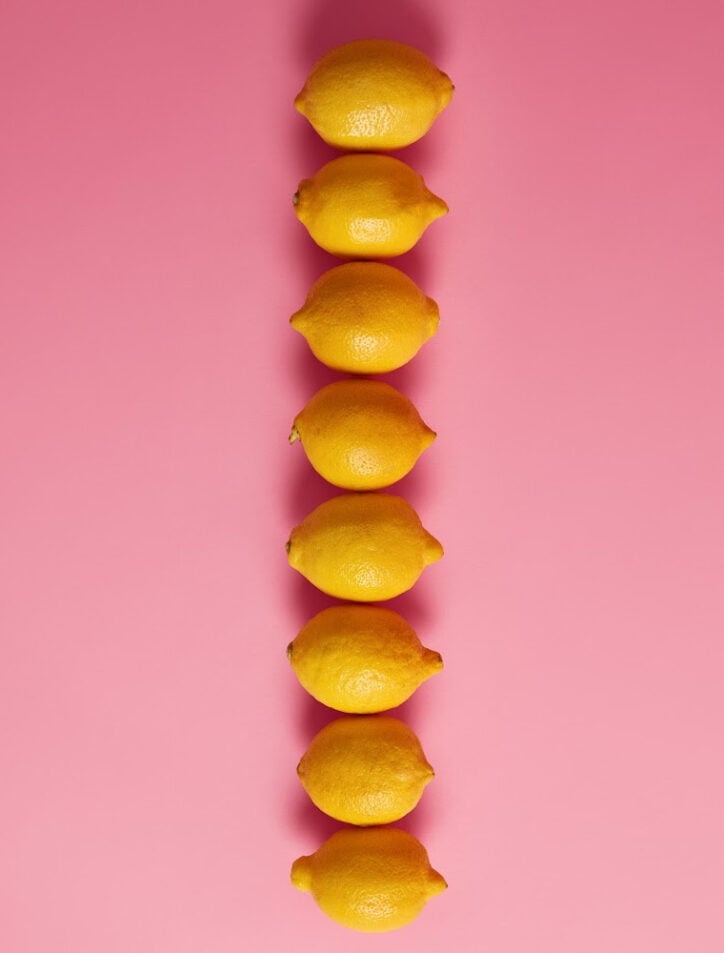 lemons on pink background