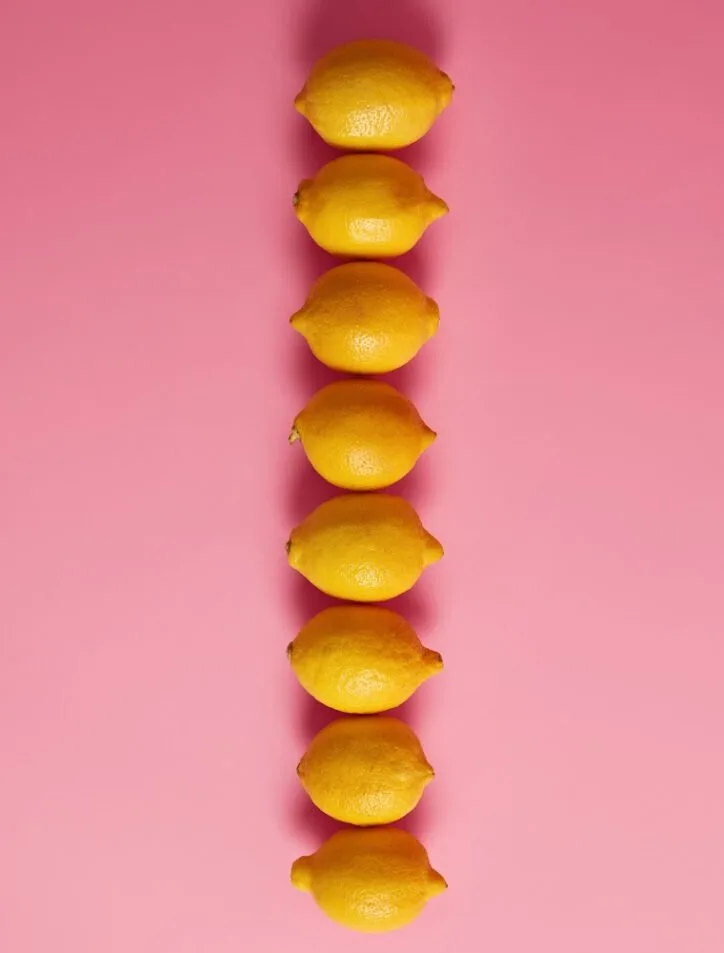 lemons on pink background