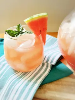 watermelon lemonade recipe on towel