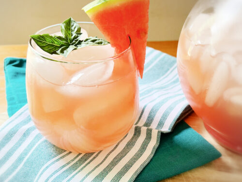 watermelon lemonade recipe on towel