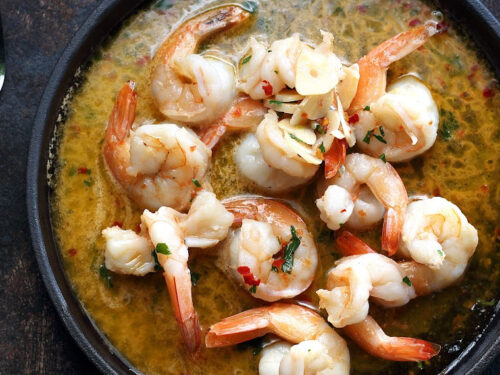 pan of how to cook shrimp in butter.