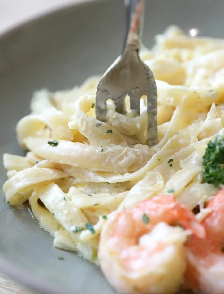 fork in shrimp alfredo