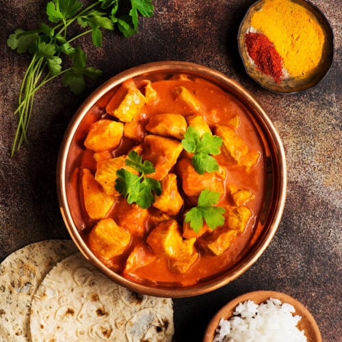 tikka masala sauce jar in copper