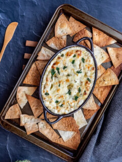 seafood dip on a tray