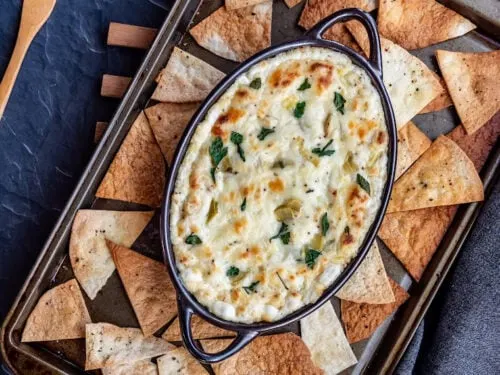 seafood dip on a tray