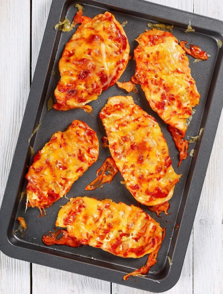 Juicy Chicken Breast Recipe on baking sheet