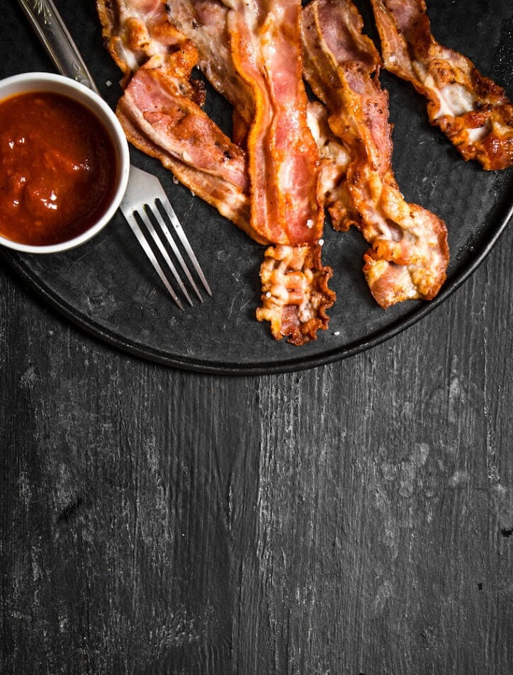 toaster oven bacon on the table