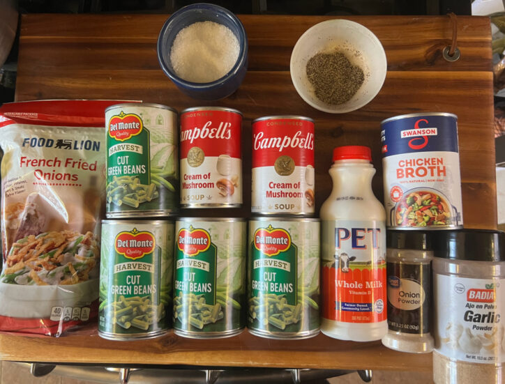 Ingredients for green bean casserole