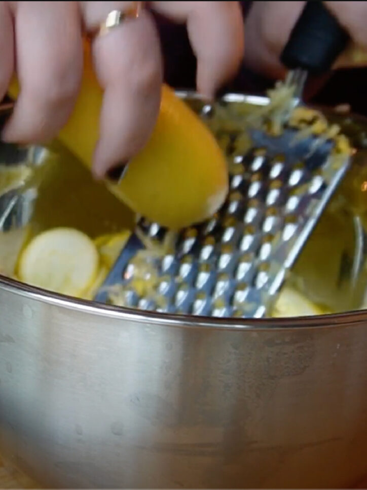 Grating squash.