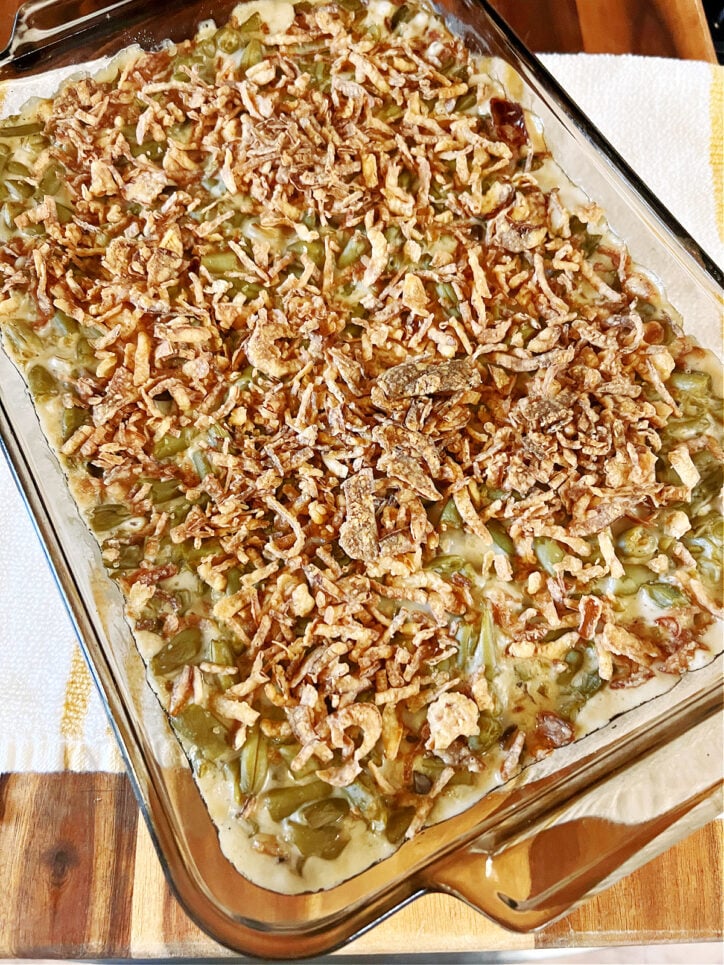 Baked green bean casserole.