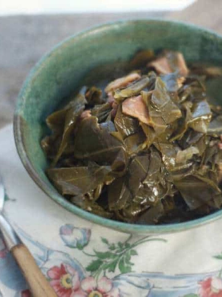 Easy Southern Collard Greens Recipe (& how to clean) on napkin.