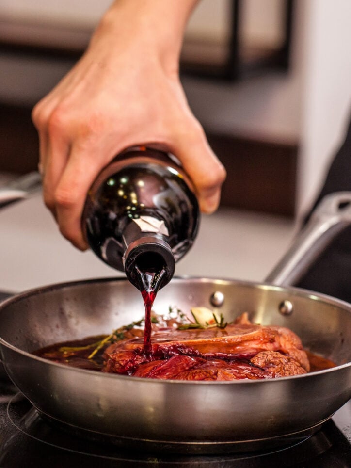 making a pan sauce.