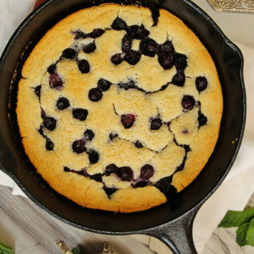 Clafoutis in a skillet.