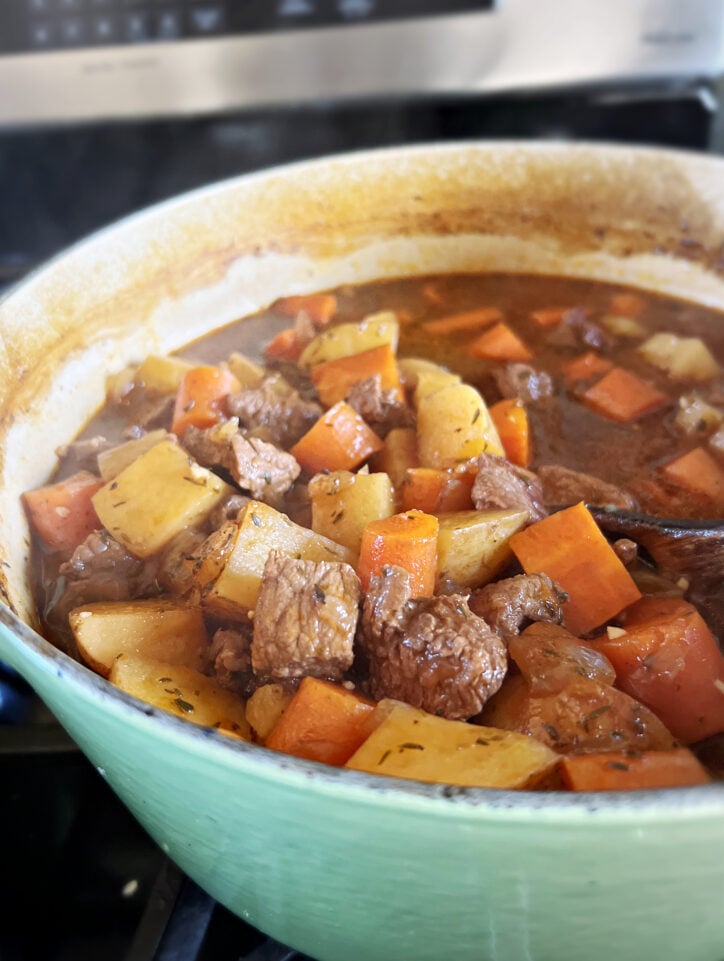 Irish Beef Stew in a pot.
