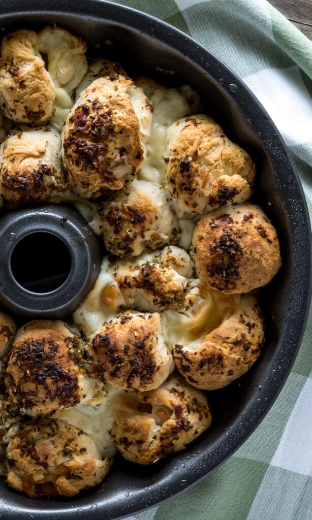 Pull apart rolls in a bundt pan.