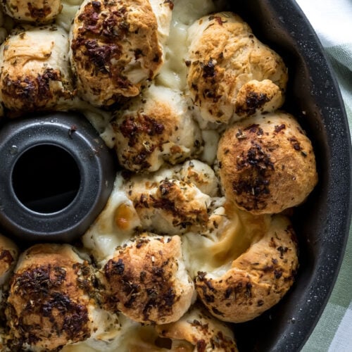 pull apart bread in a pan