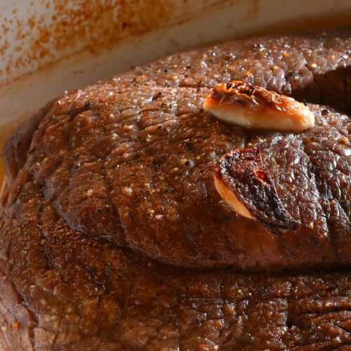 cooked pot roast in dutch oven