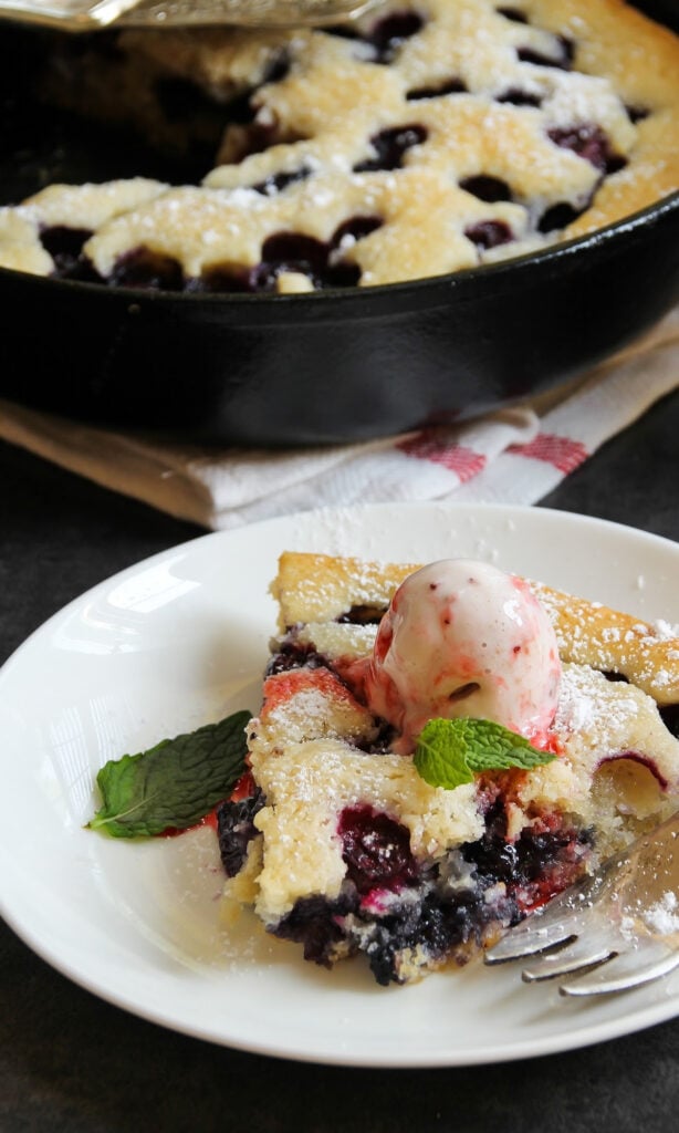 Blueberry Clafoutis Recipe with Ice Cream.