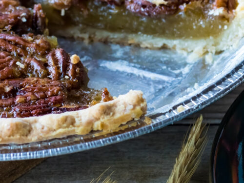 pecan pie in pan.